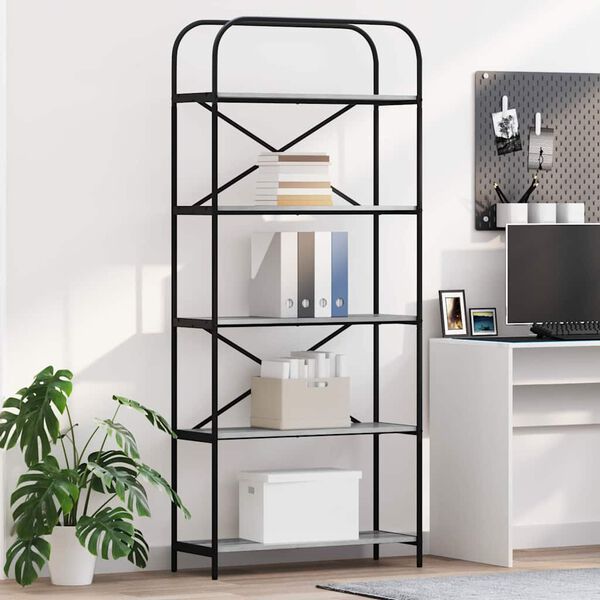 vidaXL Estante de libros Gris Sonoma 80 x 30 x 183 cm