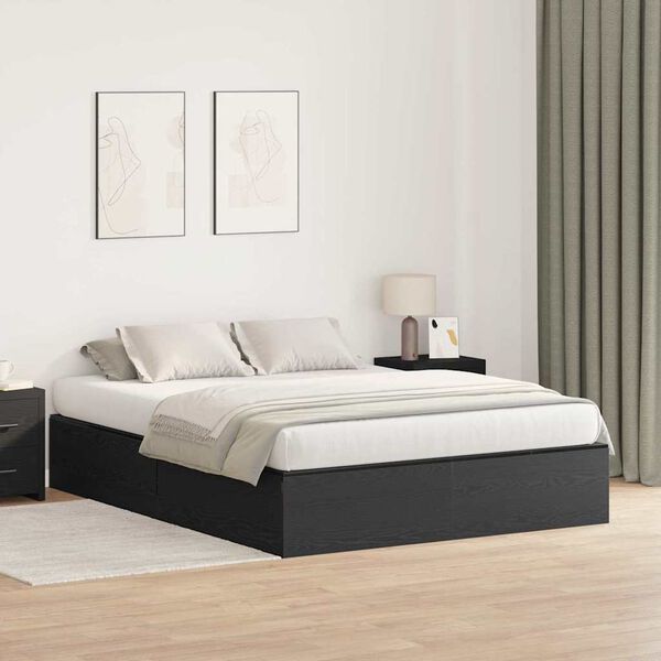vidaXL Cama con almacenamiento Roble Negro 140 x 200 cm