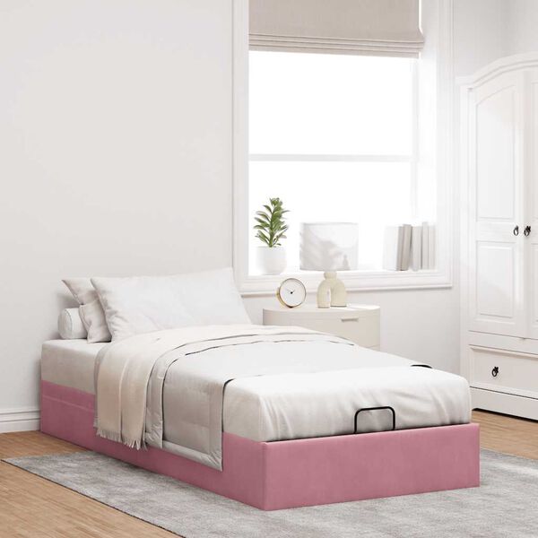 vidaXL Estructura cama otomana sin colch&oacute;n terciopelo rosa 100x200 cm