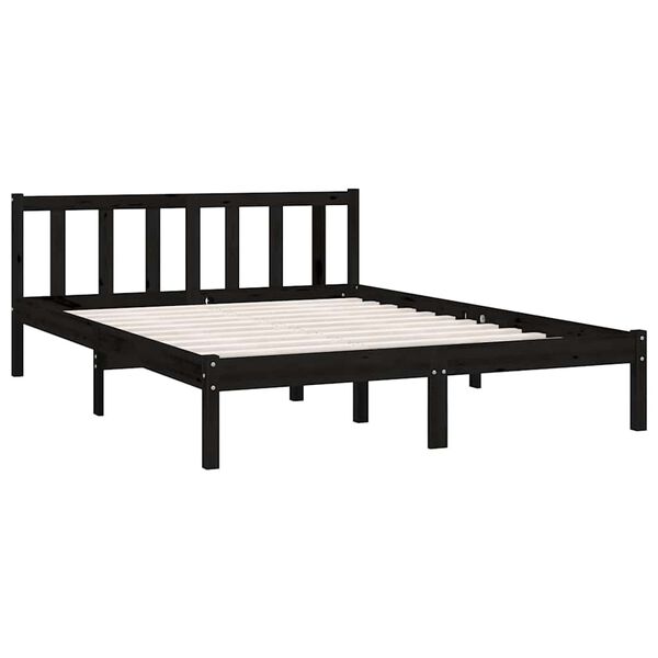 vidaXL Estructura de cama de madera maciza de pino negra 160x200 cm