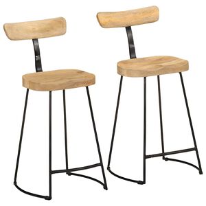 vidaXL Taburetes de barra 2 uds 49x43x88 cm madera maciza de mango
