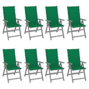 vidaXL Sillas reclinables jard&iacute;n y cojines 8 uds madera maciza acacia