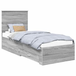 vidaXL Estructura de cama con cabecera Gris Sonoma y Plata 70 x 190 cm
