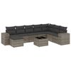 vidaXL Set de muebles de jard&iacute;n 9 pzas y cojines rat&aacute;n sint&eacute;tico gris