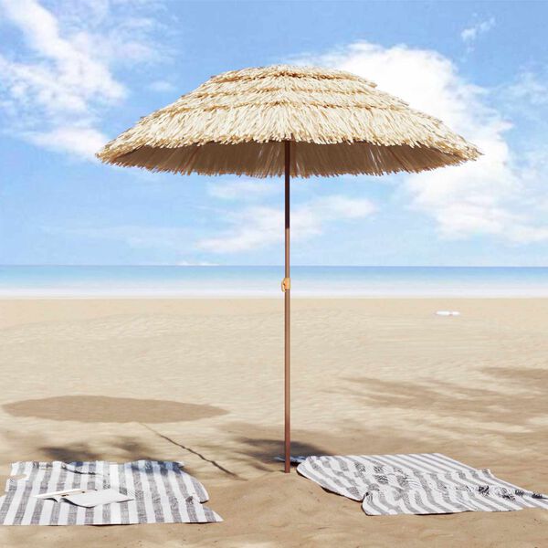 vidaXL Parasol de playa Natural 255 x 255 x 255 cm Poli&eacute;ster y Acero
