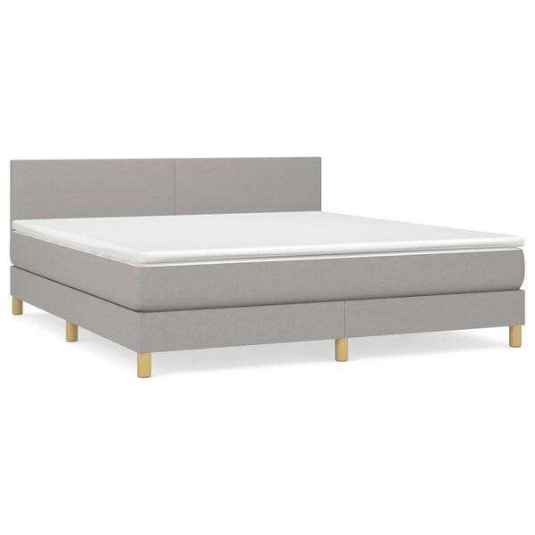 vidaXL Cama box spring con colch&oacute;n tela gris claro 160x200 cm