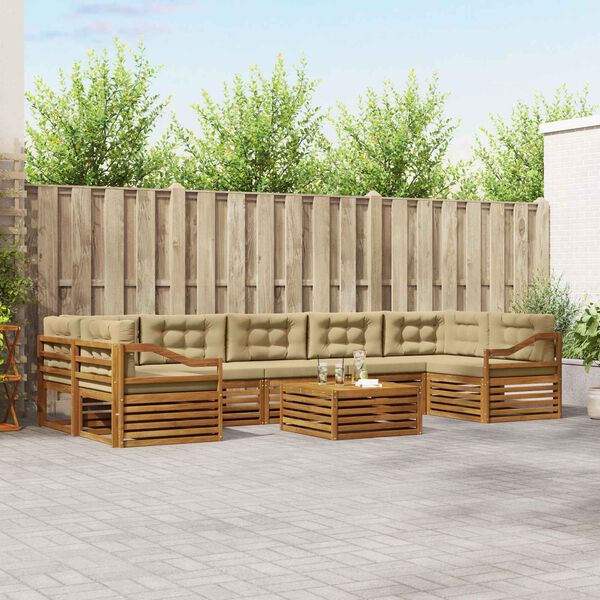 vidaXL Conjunto de sof&aacute;s de exterior con coj&iacute;n 8 pcs Natural y Beige