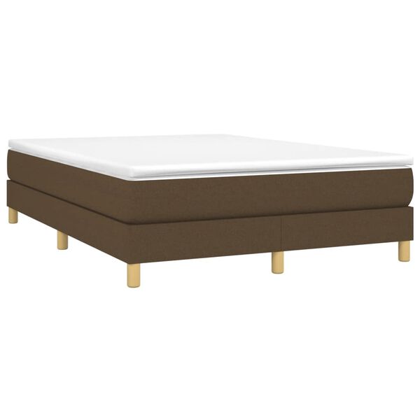 vidaXL Cama box spring con colch&oacute;n tela marr&oacute;n oscuro 140x190 cm