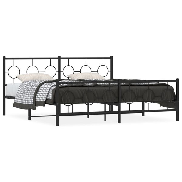 vidaXL Estructura cama sin colchón con estribo metal negro 183x213 cm