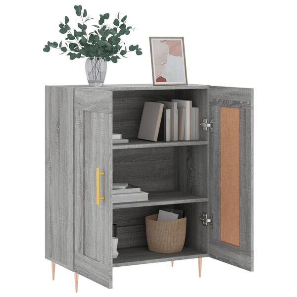 vidaXL Aparador de madera de ingenier&iacute;a gris Sonoma 69,5x34x90 cm