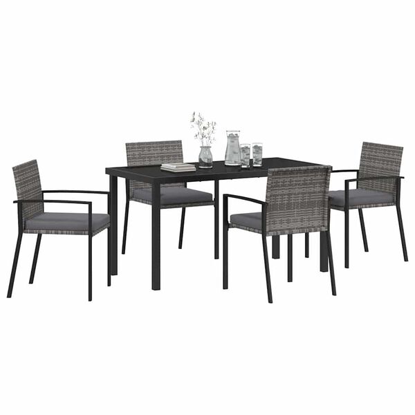 vidaXL Conjunto de Comedor de Jard&iacute;n 5 pcs Gris