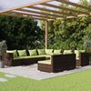 vidaXL Set muebles de jardín 9 piezas y cojines ratán sintético marrón