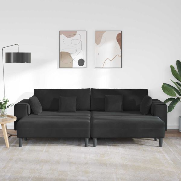 vidaXL Sof&aacute; 3 pcs Negro 250 x 188 x 76 cm Terciopelo