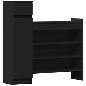 vidaXL Zapatero madera de ingenier&iacute;a negro 100,5x28x100 cm