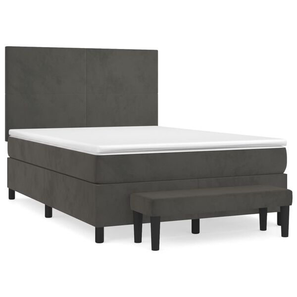 vidaXL Cama box spring con colch&oacute;n terciopelo gris oscuro 140x200 cm