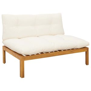 vidaXL Sof&aacute; Medio de Jard&iacute;n Natural y Crema Madera de acacia