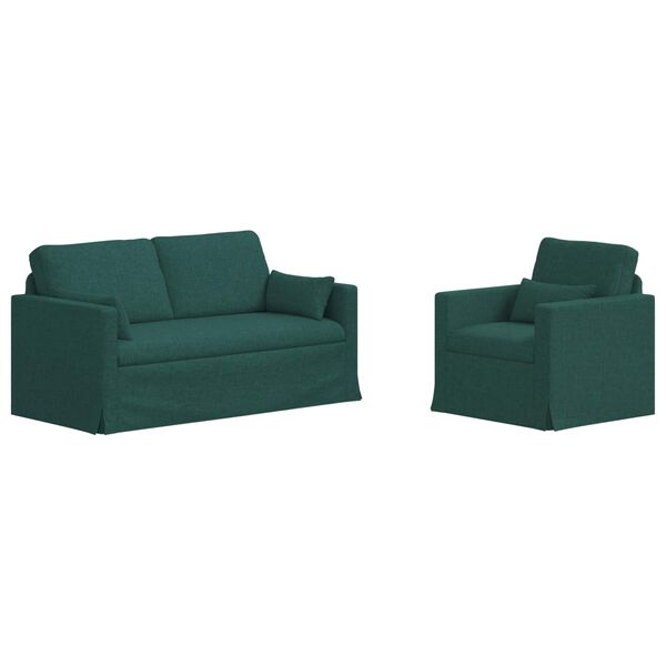 vidaXL Sof&aacute; 140cm 2 pcs Verde oscuro Metal