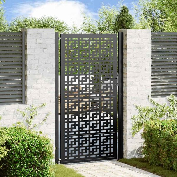 vidaXL Puerta de jard&iacute;n negra 100x175 cm dise&ntilde;o de cruz de acero