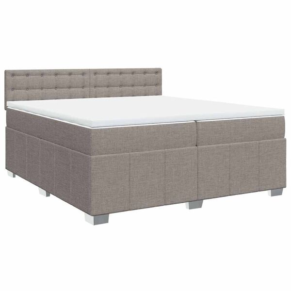 vidaXL Cama box spring con colch&oacute;n tela gris taupe 200x200 cm