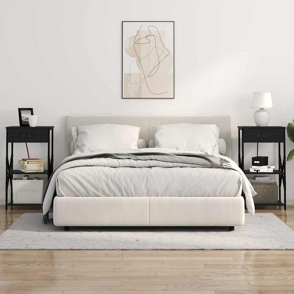 vidaXL Armario de Noche con estante Roble Negro 41 x 31 x 76 cm