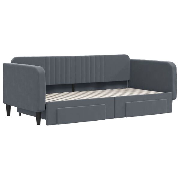 vidaXL Sof&aacute; cama nido con cajones terciopelo gris oscuro 90x190 cm