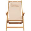 vidaXL Silla de playa plegable madera maciza de eucalipto y tela beige