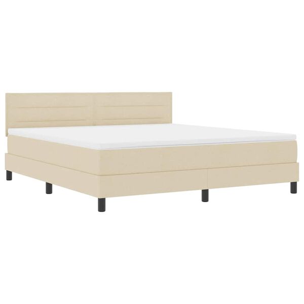 vidaXL Cama tipo Box Spring con colch&oacute;n Crema 180 x 200 cm tela