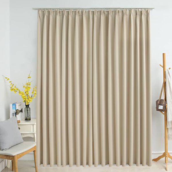 vidaXL Cortina opaca con ganchos beige 290x245 cm