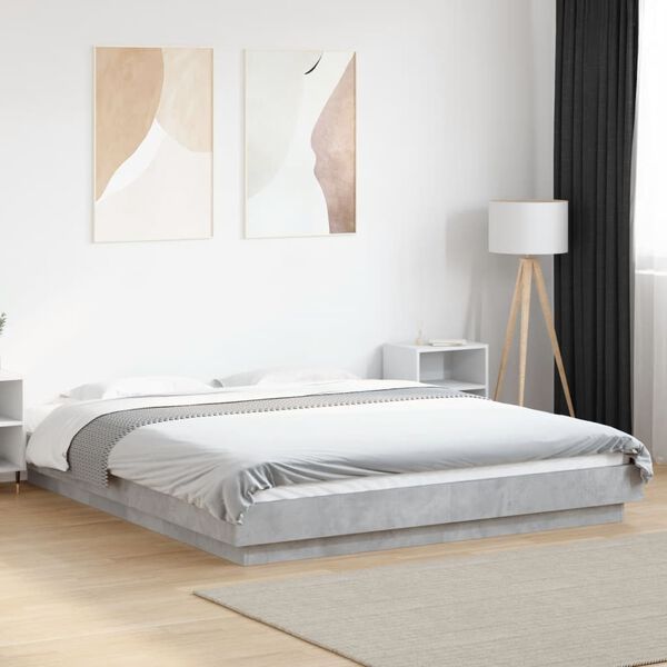 vidaXL Estructura de cama madera de ingenier&iacute;a gris hormig&oacute;n 160x200cm