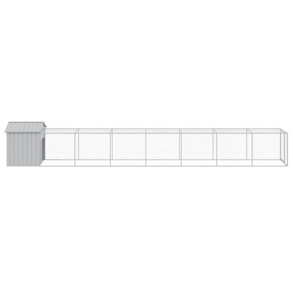 vidaXL Gallinero con corral acero galvanizado gris claro 117x813x123cm
