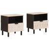 vidaXL Armario de Noche 2 uds. 40 x 33 x 46 cm Madera de mango maciza