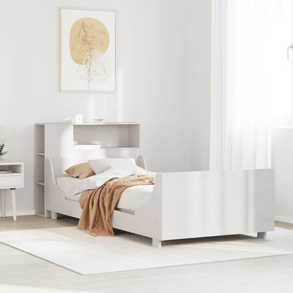 vidaXL Estructura de cama sin colch&oacute;n madera de pino blanca 90x200 cm