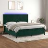 vidaXL Cama box spring colch&oacute;n y LED terciopelo verde oscuro 200x200cm