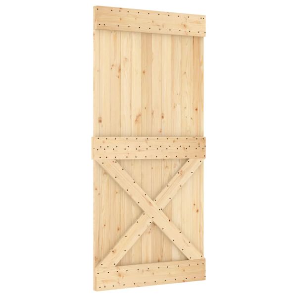 vidaXL Puerta corredera con herrajes madera maciza de pino 95x210 cm