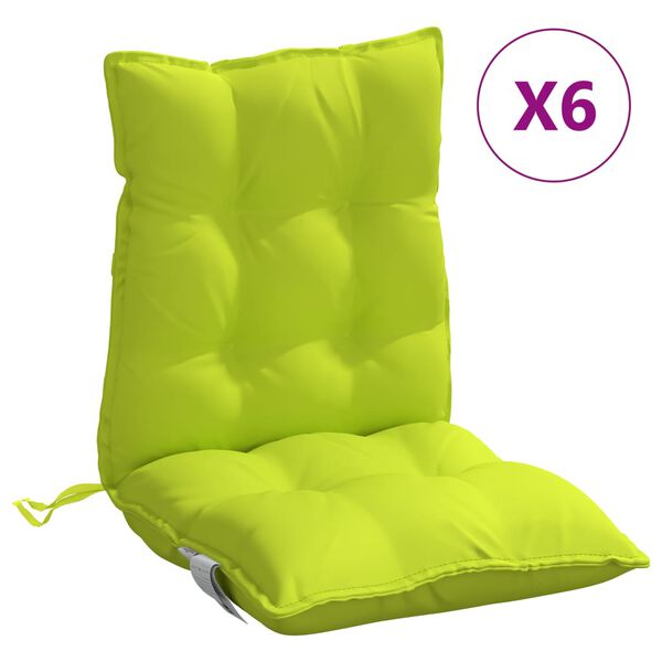 vidaXL Cojines para silla respaldo bajo 6 uds tela Oxford verde brillo