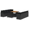 vidaXL Conjunto de sof&aacute;s de jard&iacute;n 11 uds. Negro rat&aacute;n sint&eacute;tico