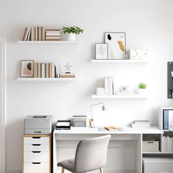 vidaXL Estantes flotantes de pared 4 uds MDF blanco 90x23,5x3,8 cm