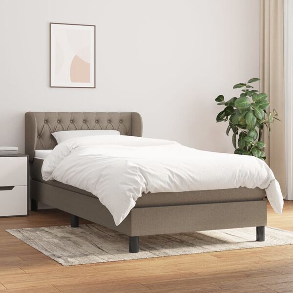 vidaXL Cama box spring con colch&oacute;n tela gris taupe 100x200 cm