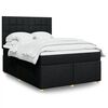 vidaXL Cama box spring con colch&oacute;n tela negro 140x190 cm