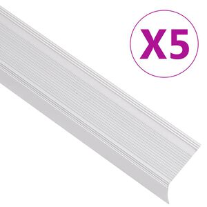 vidaXL Perfiles de pelda&ntilde;os forma de L 5 uds aluminio plata 100 cm
