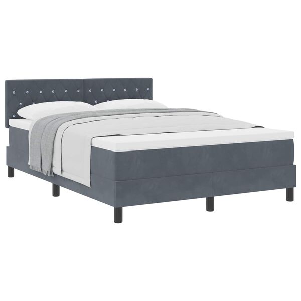 vidaXL Cama tipo Box Spring Gris oscuro 140 x 190 cm Terciopelo