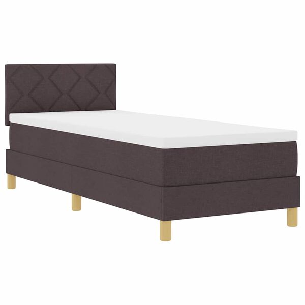vidaXL Cama Box Spring LED con colch&oacute;n Marr&oacute;n Oscuro 80 x 200 cm tela