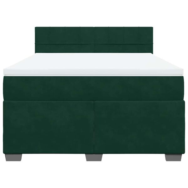 vidaXL Cama box spring con colch&oacute;n terciopelo verde oscuro 140x200 cm