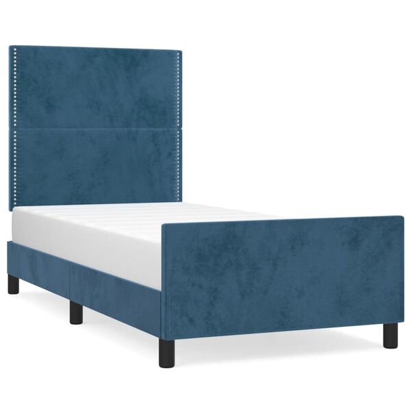vidaXL Estructura de cama sin colch&oacute;n terciopelo azul oscuro 80x200 cm