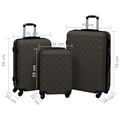 vidaXL Juego de maletas rígidas con ruedas 3 piezas ABS gris antracita