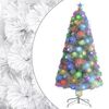 vidaXL &Aacute;rbol de Navidad artificial con luces fibra &oacute;ptica blanco 120cm