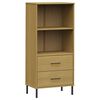 vidaXL Librer&iacute;a con 2 cajones OSLO madera maciza marr&oacute;n 60x35x128,5 cm