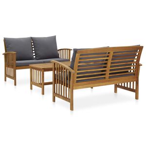 vidaXL Muebles de jard&iacute;n 3 piezas con cojines madera maciza de acacia