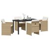 vidaXL Conjunto de Comedor de Jard&iacute;n 5 pcs Beige rat&aacute;n sint&eacute;tico