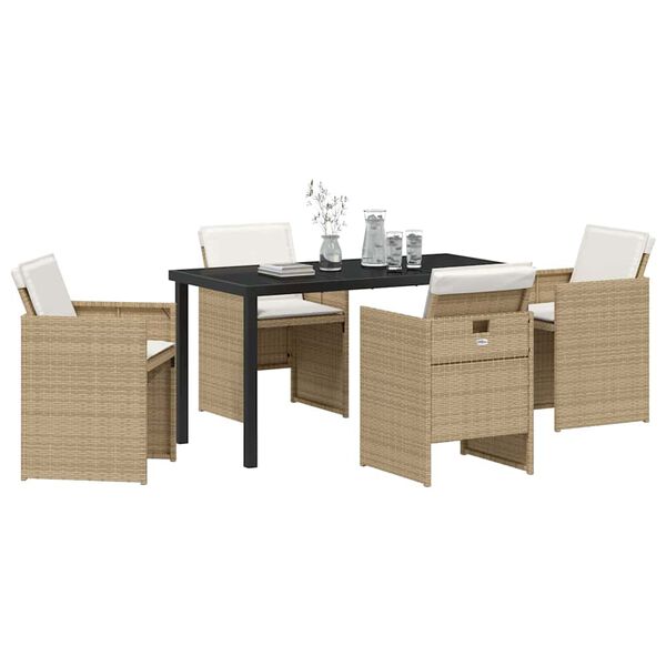 vidaXL Conjunto de Comedor de Jard&iacute;n 5 pcs Beige rat&aacute;n sint&eacute;tico